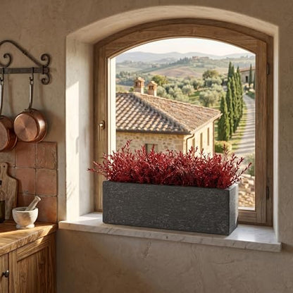 24" Rectangular Outdoor Planter - Handmade Fiberglass Planter - color: Charcoal Gray, size: Small