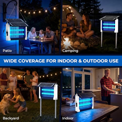 Solar Bug Zapper, 4500V Mosquito Zapper Waterproof for Patio - color: White