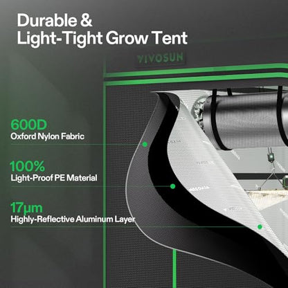 VIVOSUN 4x4 Grow Tent Kit 400W LED Grow Light WiFi Control A22 Grow System - size: 48"x48"x80"