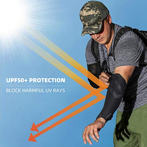 ROCKBROS Arm Sleeves for Men Women UV Sun Protection Cooling Compression - color: Black, size: Medium
