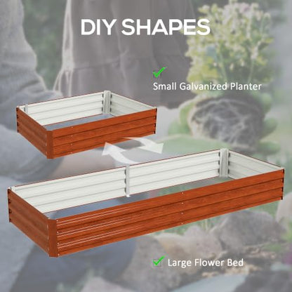 Outsunny 8' x 3' x 1' Galvanized Raised Garden Bed, Natural Wood - color: Natural Wood, size: 8' x 3' x 1'