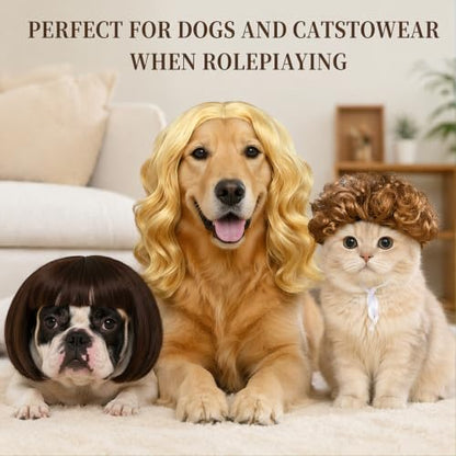 6 Pack Funny Cat and Dog Wig - color: Brown and Black