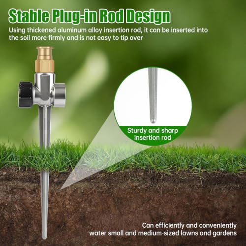 3PCS Metal Lawn Sprinklers for Yard,360° Coverage Water Sprinklers with 3PCS Replaceable Parts,Brass Sprinkler Nozzle for Small Garden Irrigation