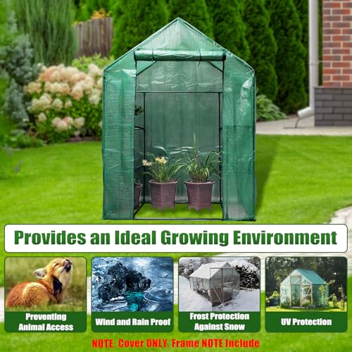 Walk-in Greenhouse Replacement Cover 56×56×76inch (Frame Not Included) - color: Green-56" x 56" x 76"(PE)