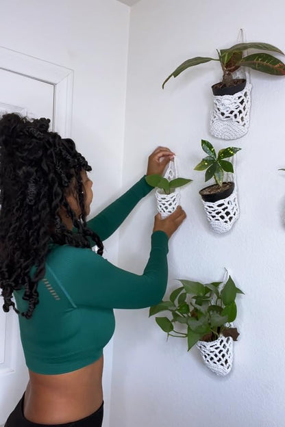 4 Pack Macrame Wall Plant Hanger for 6" & 4 in, Small Hanging Plant Basket - color: Beige X 4pc