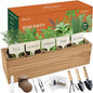 5 Herb Garden Planter Indoor with Wooden Box, Home Kitchen Seed Starter Kit Including Dill, Cilantro, Oregano, Sage, Chives, Birthday, Mothers Day, House Warming, Gardening Gifts for Women, Mom - color: B-Herb