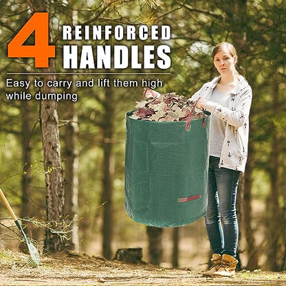 132 Gallon 3 Pack Reusable Lawn Bags for Yard & Garden - color: Green-132 Gallons