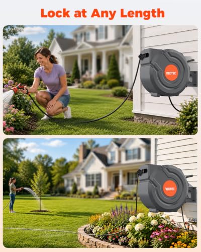 5/8 in 115 ft Retractable Garden Hose Reel with 9-Pattern Sprayer Nozzle