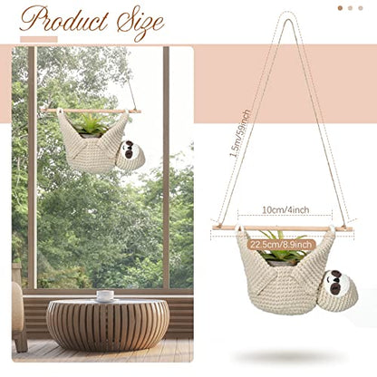 Eaasty Macrame Plant Hanger Crochet 4 Inch Sloth Hanging Planter