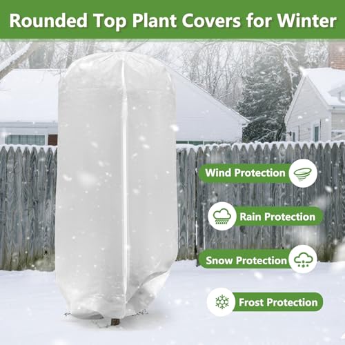 2 Pack Rounded Top Plant Covers Freeze Protection, 40"X47" Winter, White - size: White-40x47in-2PCS