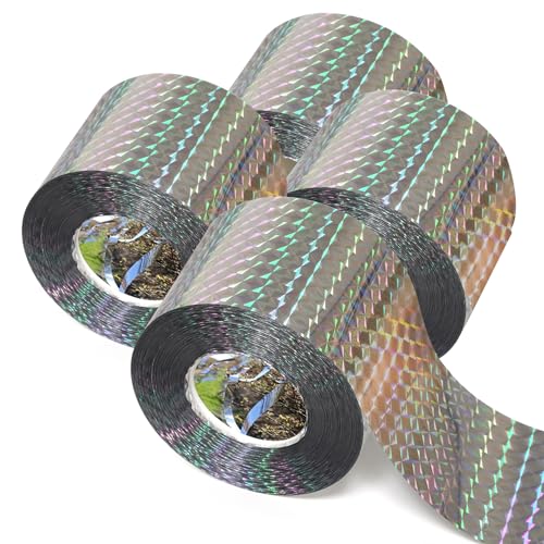 Ruolan Bird Scare Tape Ribbon,Reflective Tape Keep Birds Away Outdoor,Double Side Bird Flash Tape, Scare Geese, Pigeon, Duck, Woodpecker (1400FT) - size: 1400FT