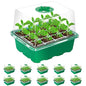 Bonviee 10-Pack Seed Starter Trays, Tall Dome, Base, 12-Cell Tray, Green - color: Green, size: 10 Packs