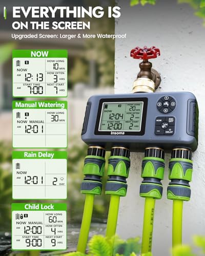 Insoma 4-Zone Water Timer for Garden Hose, Brass Inlet & Outlet - size: 4 Zone-Brass Inlet Outlet