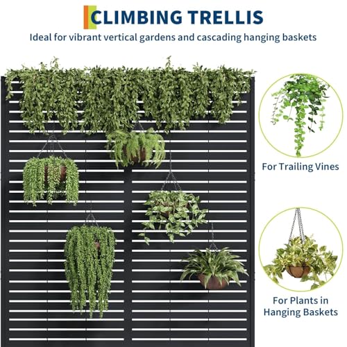 GarveeLife Metal Planter Box with Trellis 71"x47"x16", with Drainage Holes - color: Strips, size: no wheel