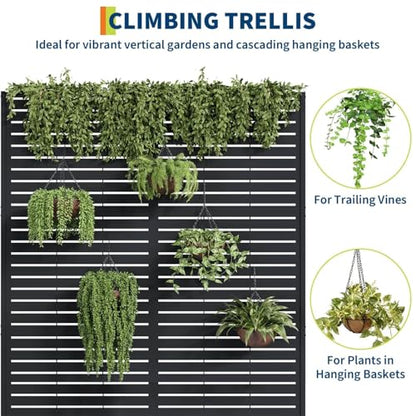GarveeLife Metal Planter Box with Trellis 71"x47"x16", with Drainage Holes - color: Strips, size: no wheel