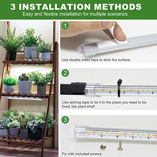 Kullsinss 16in Grow Light Strips, 2-Bar 120 LEDs Full Spectrum Plant Light - color: 2 Strip, size: 1 Pack