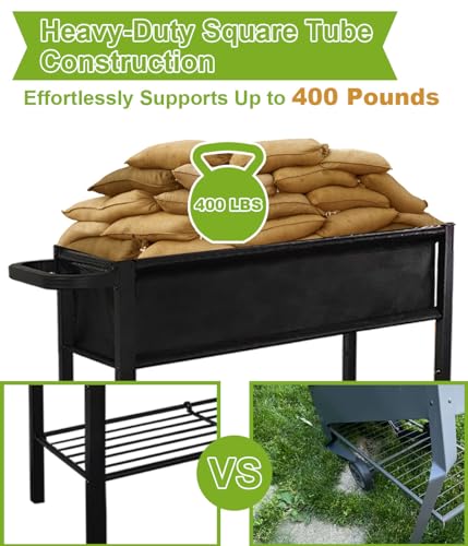 Raised Garden Bed with Legs, Black