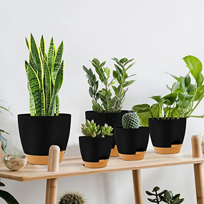 GARDIFE 5/5.5/6/6.5/7 Inch Self Watering Planters, Black - color: 7-black, size: 7/6.5/6/5.5/5 inch|5 pcs