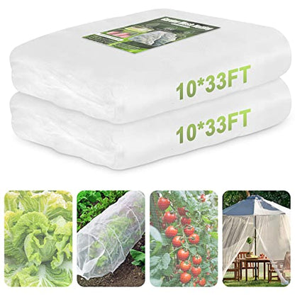 RIFNY Garden Netting for Raised Beds Garden Protection Plant, 2 Pcs 10x33Ft - color: White-2 Pack, size: 10x33 ft