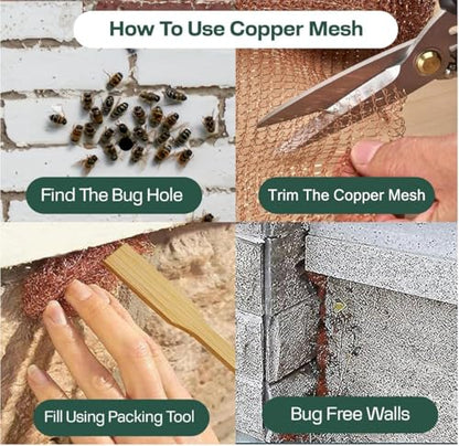 3rd Gen Copper Mesh Rodent Control Kit - Raytrends 100% Premium & Pure Copper Wool for Slug, Pest, Snail, Mice & Rat Control - Offers 2 Copper Mesh Rolls with Scissors and Packing Tool - size: Pack of 2 (5in x 35ft)