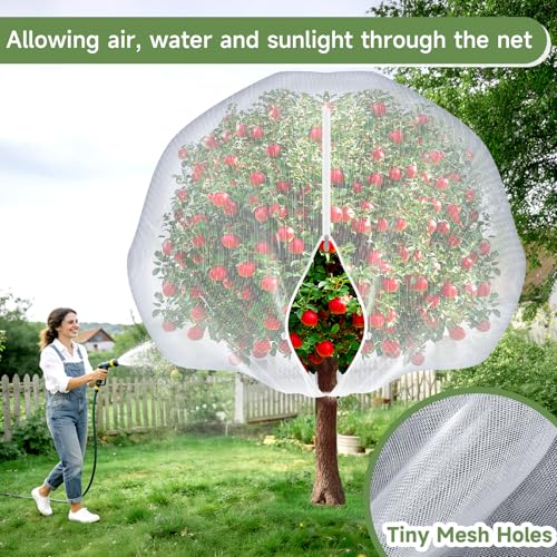Fruit Tree Netting with Zipper and Drawstring, 10Ft x 10Ft, 2Pcs - size: 10Ft x 10Ft(2Pcs)