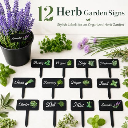 Acrylic Plant Labels 12 Styles with Herb Names for Garden Herbs - color: Black, size: 2.7 x 4 inch