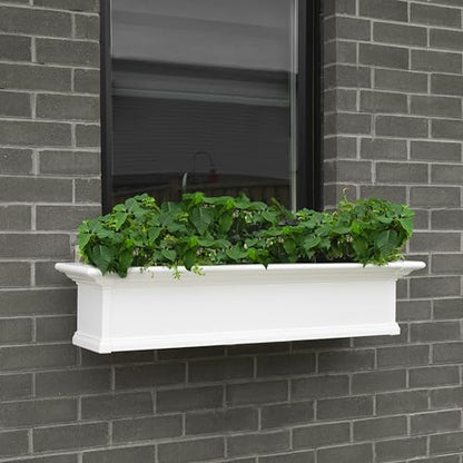 Mayne Yorkshire 60in Self-Watering Rectangular Window Box Planter, White - size: 60in, style: Traditional