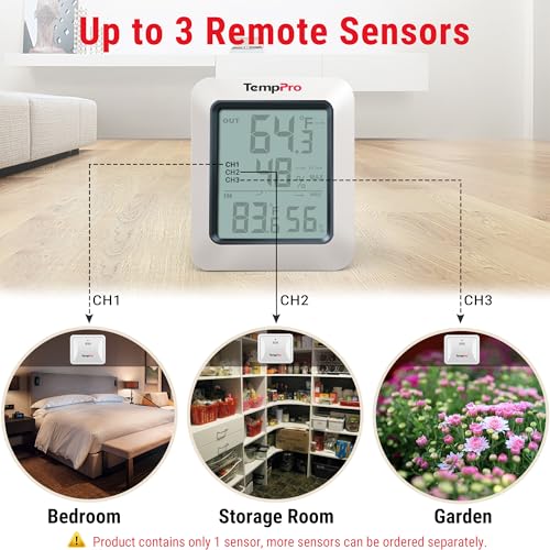 TempPro TempAir 500 FT Indoor Outdoor Thermometer Wireless with Sensor (3) - size: 3