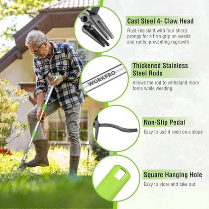 WORKPRO Weed Puller Tool with Long Adjustable Handle (33", 46")