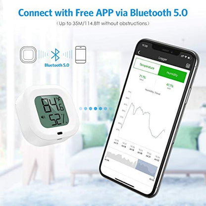 Bluetooth Thermometer Hygrometer, Smart Humidity Temperature Sensor - color: White