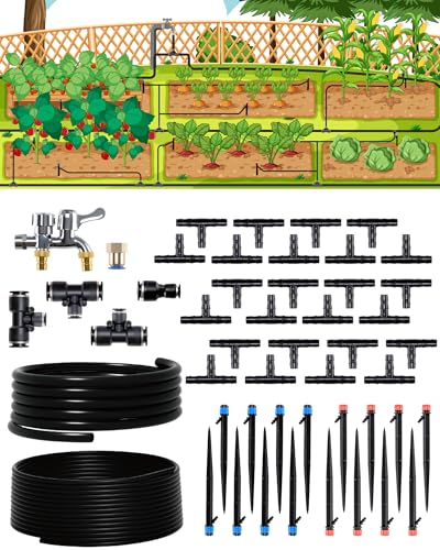 Drip Irrigation System for Garden, 115FT Tubing - size: 115FT