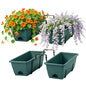 Deck Railing Planter Box Set of 2, Window Boxes Planters with Plant Hanger - color: Green