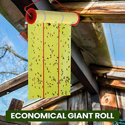 Qualirey 2 Pcs Giant Flypaper Fly Traps, 295ft Sticky Yellow and Green - color: Yellow