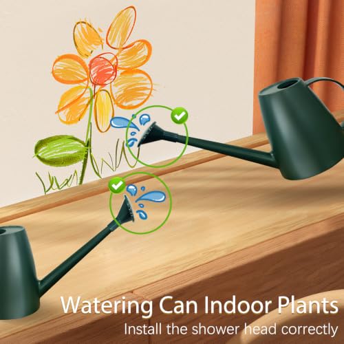 60 oz Watering Can, Small Watering Can for Indoor Plants with Long Spout - color: Dark Green