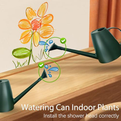 60 oz Watering Can, Small Watering Can for Indoor Plants with Long Spout - color: Dark Green