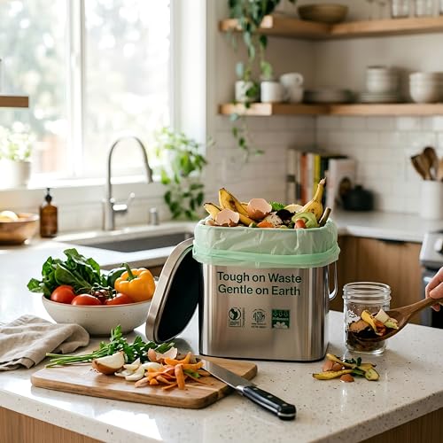 1.6 Gallon Compostable Bags, 220 Count, 6 Liter, Extra Thick - color: 1.6Gal 220Pcs