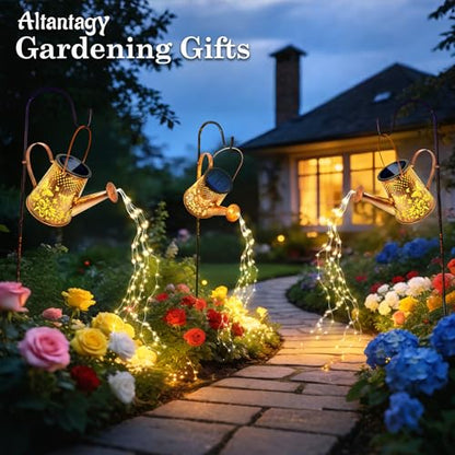 Solar Watering Can Lights:Outdoor Waterproof Metal Led String Lantern - Butterfly Fariy Hanging Decorations for Garden Pathway Patio - Mothers Day Gifts for Mom Grandma Women Over 40 - size: Butterfly