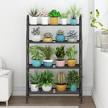 SORCEDAS Plant Stand Outdoor Indoor 4 Tier Metal Corner Flower Shelf - size: 4 Tier-Dark Grey