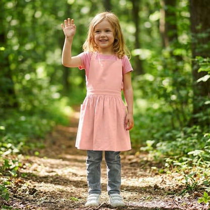 Kids Pinafore Apron, Cross Back Apron, Japanese Style Bib Aprons Home Clothes - color: Pink, size: 76 x 130 cm