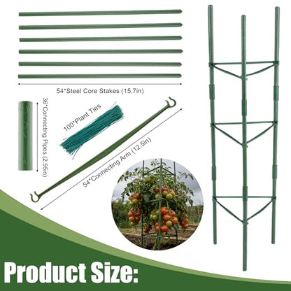 6-Pack 48'' (4ft) Tomato Cages & Trellis – Outdoor Garden Adjustable Plant Support & Stakes for Home Gardeners, Raised Garden Beds & Patio, Supports Climbing Tomatoes, Vegetables & Flowers