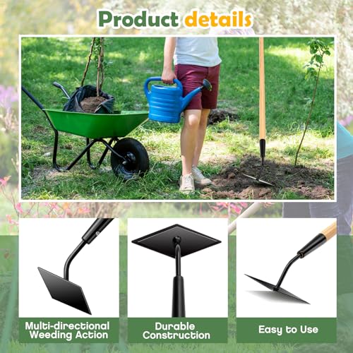 2 Pcs 55 Inch Hoe Garden Tool Diamond Head Heavy Duty Long Handle Weeding Tool Push Pull Action Stirrup Hula Hoe with Forged Steel 4 Sharp Edges for Digging Hoeing Loosing Soil