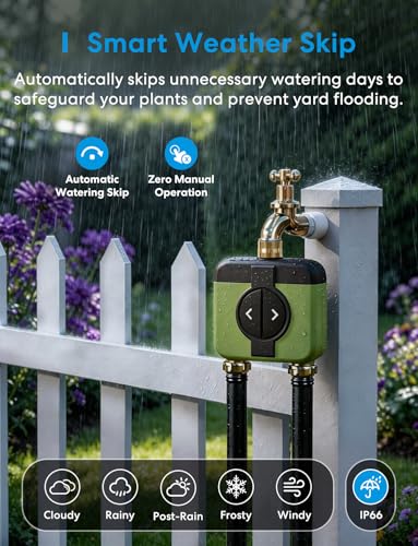 meross 2 Zone WiFi Water Timer for Garden, Brass Inlet & Outet, Rain Skip - size: WiFi Water Timer without Hub