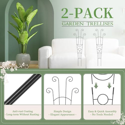 2 Pack Taller Plant Trellis for Climbing Potted Plants Indoor & Outdoor