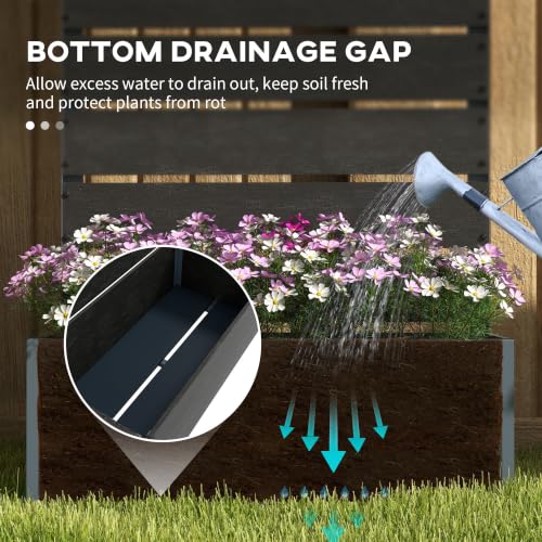 Outsunny Raised Garden Bed with Trellis, 28.25" x 15" x 59", Black - color: Black, size: 28.25" x 15" x 59"