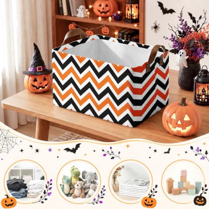 Britimes Storage Baskets for Gifts, Toy Storage Bins Box, 3 Pack, Halloween - color: Fall Halloween Geometric