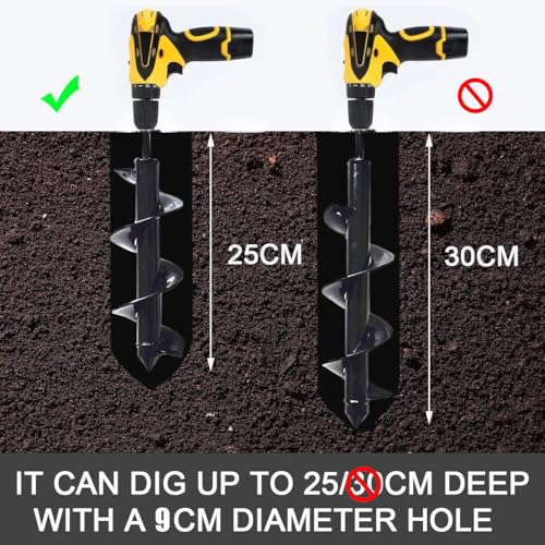9x25cm Garden Spiral Auger Drill Bit, Post Hole Digger for Bulbs - color: 9x25cm