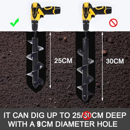 9x25cm Garden Spiral Auger Drill Bit, Post Hole Digger for Bulbs - color: 9x25cm