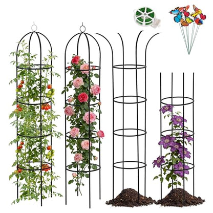100% Metal 2pc Obelisk Garden Trellis 6.6 Feet Tall Sturdy Plant Support - size: 2PC
