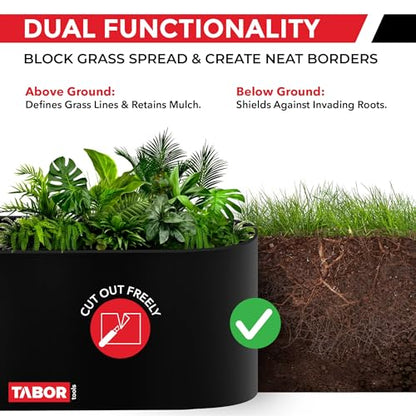TABOR TOOLS 60 Ft Terrace Board, 5 Inch High, 0.04" Inch Thin, Landscape Edging Coil, Grass Barrier, Bender Board, Garden Liner, ES24. (Black) - color: Black, 60 ft