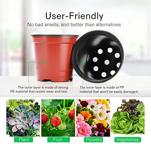VIVOSUN 100 Pcs 4 in Plastic Plant Nursery Pots, Seed Starting Pots - size: 4 inch